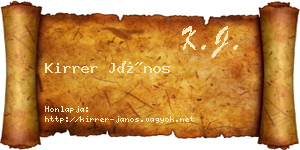Kirrer János névjegykártya