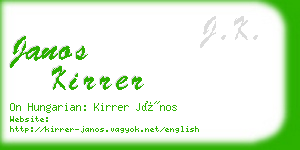 janos kirrer business card